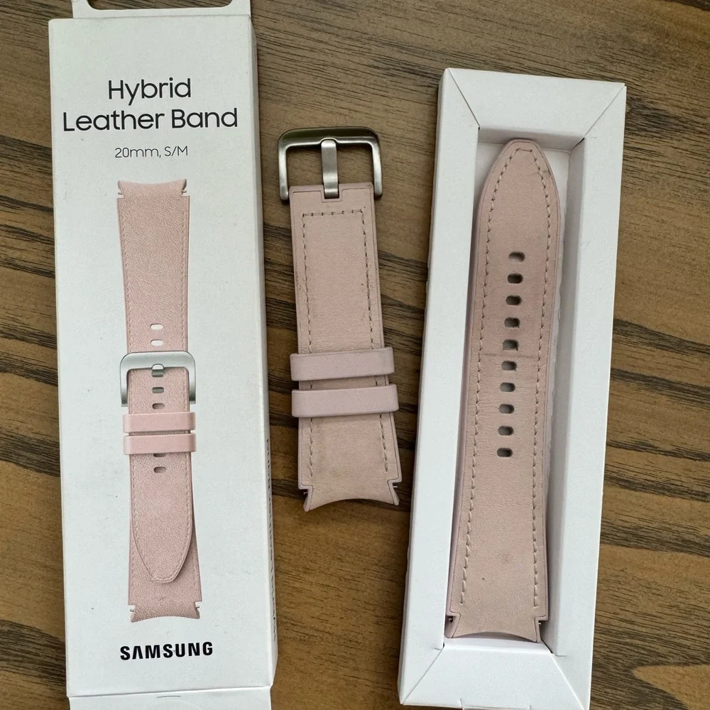 Pink Hybrid Leather Watch Band for Samsung Galaxy Watch4 or later